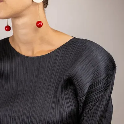 Bijoux - Boucles d'oreilles 2 parties pastille ronde corne et goutte laiton - L INDOCHINEUR X RIVÊT