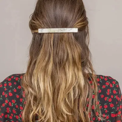 Barrettes - Long rectangular barrette in blond horn - L INDOCHINEUR X RIVÊT