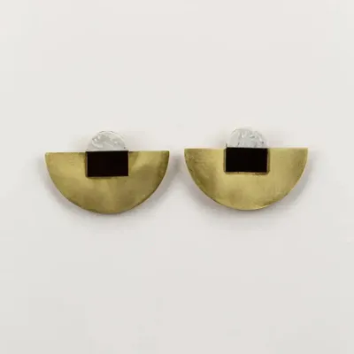Jewelry - Stone & Brass Crescent earrings - L INDOCHINEUR X RIVÊT