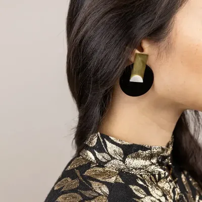 Jewelry - Stone & brass Disc earrings - L INDOCHINEUR X RIVÊT