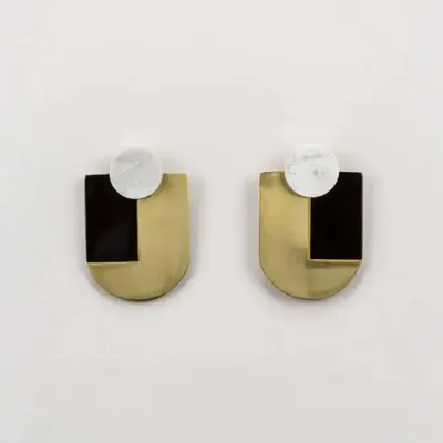 Jewelry - Stone & brass Ecu earrings - L INDOCHINEUR X RIVÊT