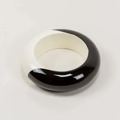 Bracelets - Bracelet arrondi bois et laque extérieure noire taille M - L INDOCHINEUR X RIVÊT