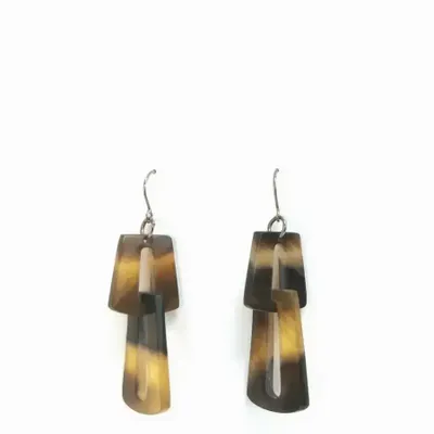 Bijoux - Boucles d'oreilles maillons en corne blonde - L INDOCHINEUR X RIVÊT