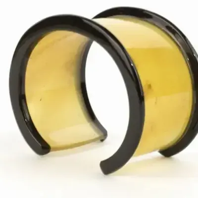 Bracelets - Bracelet ouvert bobine en corne noire unie taille L - L INDOCHINEUR X RIVÊT