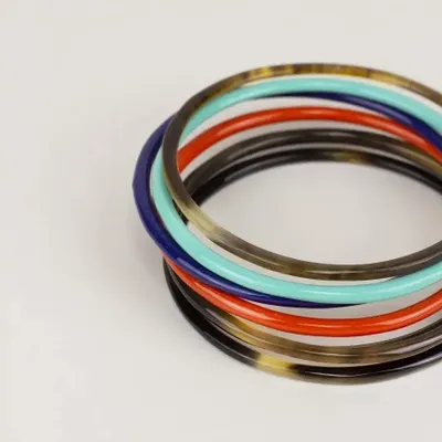 Bracelets - Orange lacquered Seven-band bracelets in Size L - L INDOCHINEUR X RIVÊT