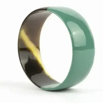 Bracelets - Indigo blue lacquered flat bracelet in horn in Size L - L INDOCHINEUR X RIVÊT