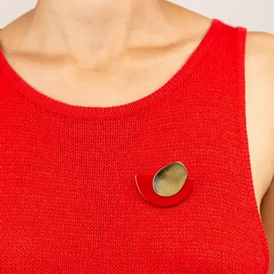 Broches - Grande broche demi rond en laque et laiton - L INDOCHINEUR X RIVÊT