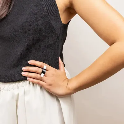 Jewelry - Tunnel ring in black horn in Size L - L INDOCHINEUR X RIVÊT