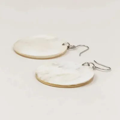 Bijoux - Boucles d'oreilles disque plein bord droit en corne blonde - L INDOCHINEUR X RIVÊT