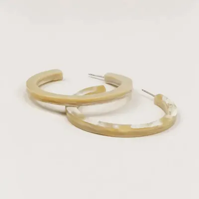 Jewelry - Earrings large round rings in white african horn - L INDOCHINEUR X RIVÊT