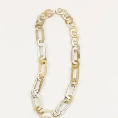 Jewelry - Necklace with thick oval and round rings in white horn - L INDOCHINEUR X RIVÊT