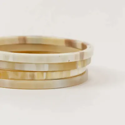 Bracelets - 4 thin bracelets in bllack&white horn in Size L - L INDOCHINEUR X RIVÊT