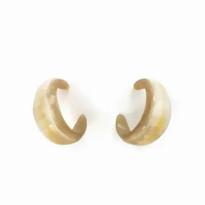 Bijoux - Boucles d'oreilles créoles épaisses en corne blanche - L INDOCHINEUR X RIVÊT