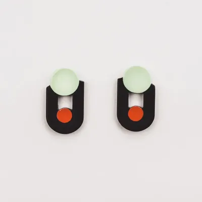 Jewelry - Minotaure earrings in black horn and orange green lacquer - L INDOCHINEUR X RIVÊT
