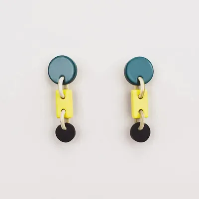 Bijoux - Boucles d'oreilles Cul-de-Sac en corne blonde et laque tricolore - L INDOCHINEUR X RIVÊT