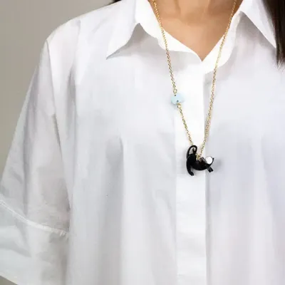 Jewelry - Rat charm for necklace in black horn and mother-of-pearl - L INDOCHINEUR X RIVÊT