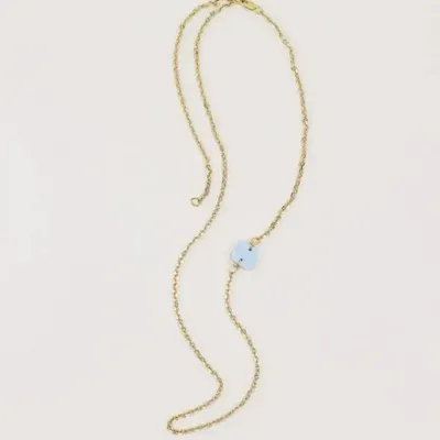 Bijoux - Chaîne en laiton et élément en corne et laque Eau Bleu - L INDOCHINEUR X RIVÊT