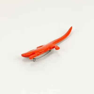 Brooches - Gray-blue lacquered lizard brooch - L INDOCHINEUR X RIVÊT