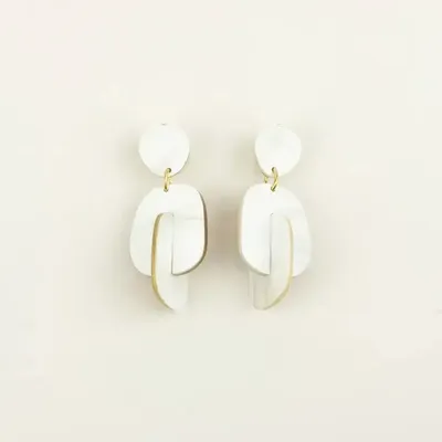 Bijoux - Boucles d'oreilles à clips mi-bois en corne blonde - L INDOCHINEUR X RIVÊT