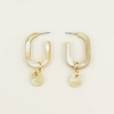 Bijoux - Boucles d'oreilles créoles à perles en corne - L INDOCHINEUR X RIVÊT