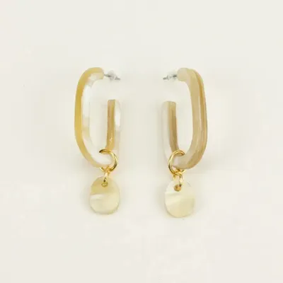 Bijoux - Boucles d'oreilles créoles à perles en corne - L INDOCHINEUR X RIVÊT