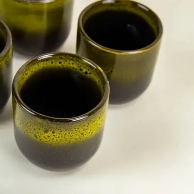 Tea and coffee accessories - Set of 6 green Hoa Bien cups in ceramic, 150ml - L INDOCHINEUR X RIVÊT