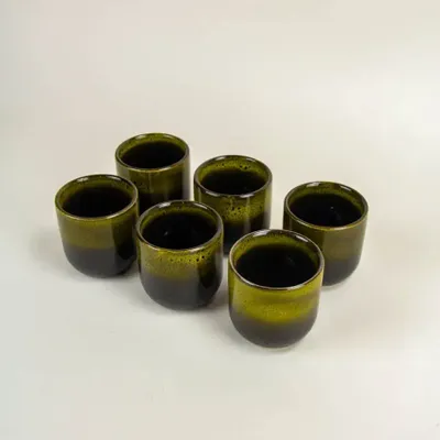 Tea and coffee accessories - Set of 6 red Hoa Bien cups in ceramic, 150ml - L INDOCHINEUR X RIVÊT