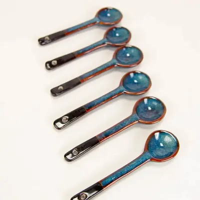 Tea and coffee accessories - Set of 6 green Hoa Bien spoons in ceramic - L INDOCHINEUR X RIVÊT
