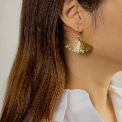 Jewelry - Gingko earrings in brass - L INDOCHINEUR X RIVÊT