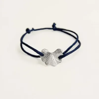Bracelets - Cord bracelet with Gingko motif in brass - L INDOCHINEUR X RIVÊT