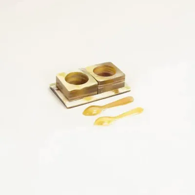 Moulins à épices - Set sel et poivre en corne blonde Africaine - L INDOCHINEUR X RIVÊT