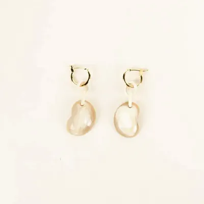 Jewelry - Bean brass hoop earrings in blond horn - L INDOCHINEUR X RIVÊT