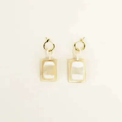 Bijoux - Créoles laiton Emeraude en sabot et laque rose et orange - L INDOCHINEUR X RIVÊT