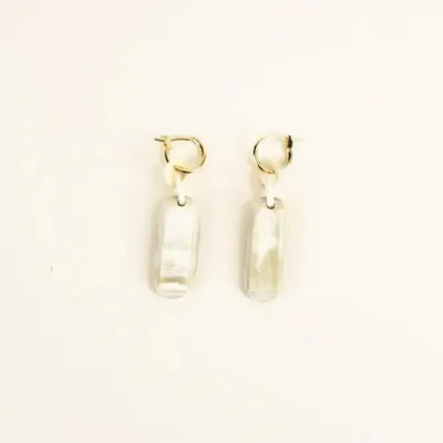 Bijoux - Créoles laiton Plaque en sabot et laque ivoire - L INDOCHINEUR X RIVÊT