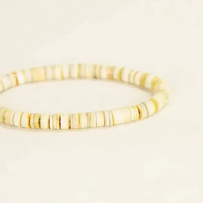 Bracelets - Bracelet élastique Pastilles carrées en corne blonde - L INDOCHINEUR X RIVÊT