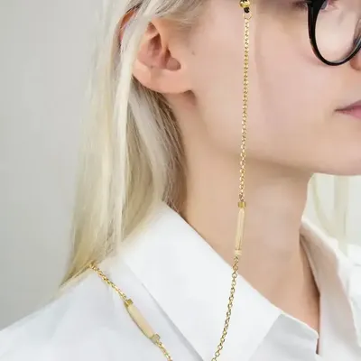 Lunettes - Chaîne à lunettes Gélule en laiton et corne blonde - L INDOCHINEUR X RIVÊT