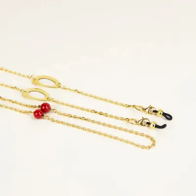 Lunettes - Chaîne à lunettes Maraca en laiton et laque rouge - L INDOCHINEUR X RIVÊT