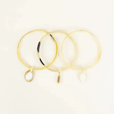 Bracelets - Set of 3 bangles with charms in blond horn size S - L INDOCHINEUR X RIVÊT