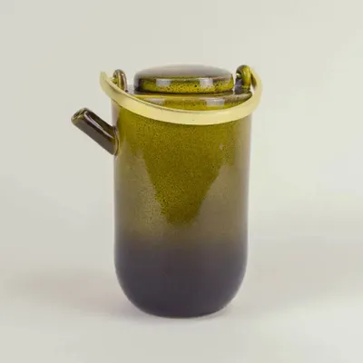 Accessoires thé et café - Théière Hoa Bien rouge, anse rotin tressé, 800ml - L INDOCHINEUR X RIVÊT