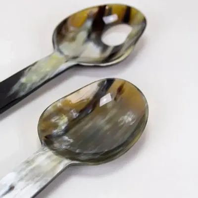 Couverts & ustensiles de cuisine - Couverts à salade en corne avec manche laqué rouge - L INDOCHINEUR X RIVÊT