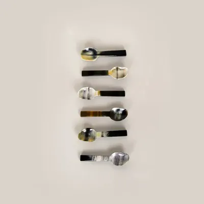 Kitchen utensils - Set of 6 Black and white horn caviar spoon - L INDOCHINEUR X RIVÊT