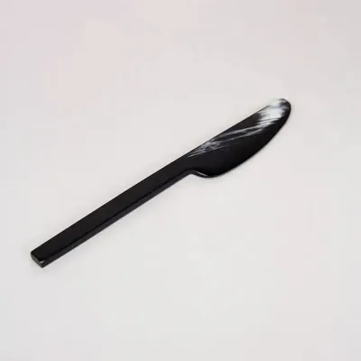 Kitchen utensils - Black and white horn and yellow lacquer butter knife - L INDOCHINEUR X RIVÊT