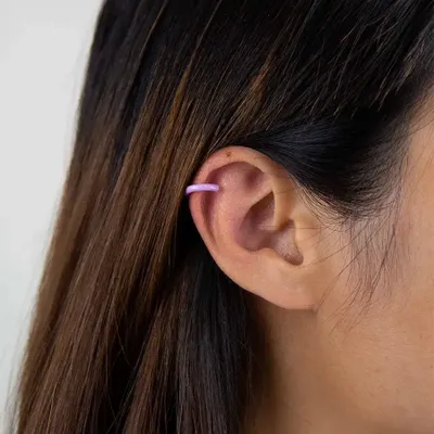 Bijoux - Lot de 3 earcuffs fins en corne et laque rose 10-12-16 mm - L INDOCHINEUR X RIVÊT