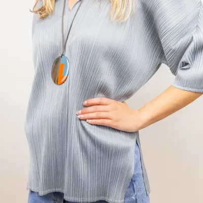 Bijoux - Pendentif rond sabot de buffle et laque jaune bleu - L INDOCHINEUR X RIVÊT