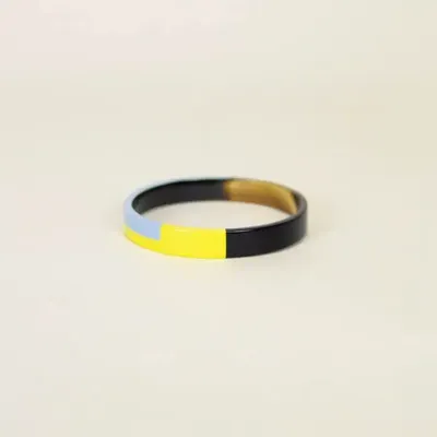 Bracelets - Thin bangle in hoof and yellow-blue lacquer, size S - L INDOCHINEUR X RIVÊT