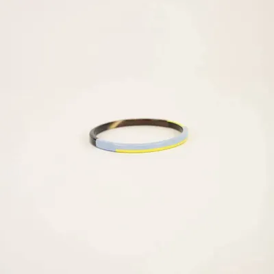 Bracelets - Bracelet jonc fin, laque bicolore jaune bleu taille M - L INDOCHINEUR X RIVÊT