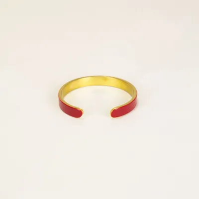 Bracelets - Thin open cuff in brass and red lacquer - L INDOCHINEUR X RIVÊT