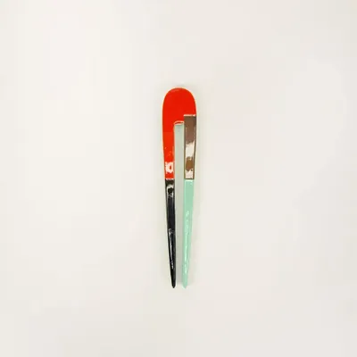 Barrettes - Double hair pick, beige and khaki lacquer - L INDOCHINEUR X RIVÊT