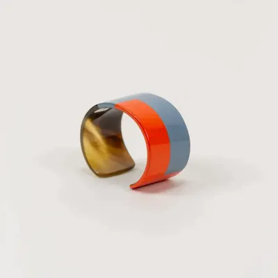 Bracelets - Manchette laquée bicolore beige et vert kaki taille M - L INDOCHINEUR X RIVÊT