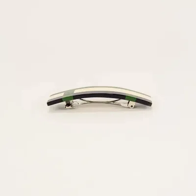 Barrettes - Barrette rectangulaire sabot de buffle et laque indigo cafe crème - L INDOCHINEUR X RIVÊT